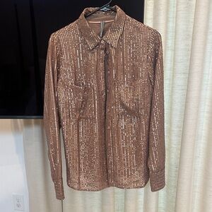 Anthropologie Bronze Sequin Blouse